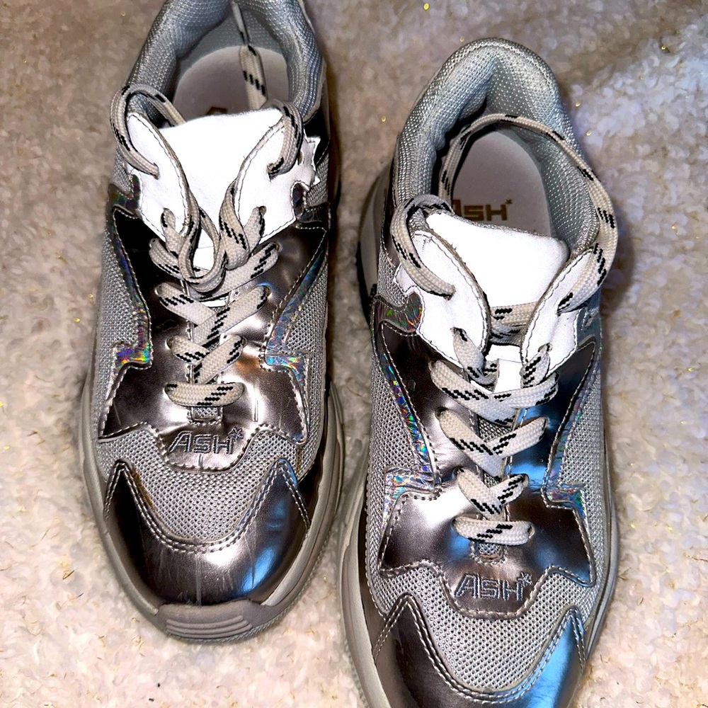Ash Silver Metallic Athletic Sneakers